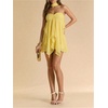 image:imageFloerns Womens Cut Out Halter Dress Chiffon Sleeveless Layered Ruffle Going Out DressesYellow