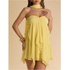 image:imageFloerns Womens Cut Out Halter Dress Chiffon Sleeveless Layered Ruffle Going Out DressesYellow