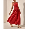 image:imageFloerns Womens Cut Out Summer Dresses Asymmetrical Neck Tie Backless Beach Vacation Long DressesRed