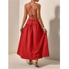 image:imageFloerns Womens Cut Out Summer Dresses Asymmetrical Neck Tie Backless Beach Vacation Long DressesRed