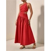 image:imageFloerns Womens Cut Out Summer Dresses Asymmetrical Neck Tie Backless Beach Vacation Long DressesRed