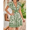 image:imageFloerns Womens Cut Out Tropical Summer Dresses V Neck Ruffle Short Sleeve A Line Beach Mini Sun DressGreen