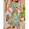 image:imageFloerns Womens Cut Out Tropical Summer Dresses V Neck Ruffle Short Sleeve A Line Beach Mini Sun DressGreen