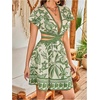 image:imageFloerns Womens Cut Out Tropical Summer Dresses V Neck Ruffle Short Sleeve A Line Beach Mini Sun DressGreen