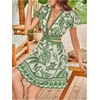 image:imageFloerns Womens Cut Out Tropical Summer Dresses V Neck Ruffle Short Sleeve A Line Beach Mini Sun DressGreen