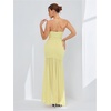 image:imageFloerns Womens Floral Cowl Neck Halter Dress Sleeveless Split Ruffle Vacation Maxi DressesPale Yellow