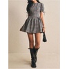image:imageFloerns Womens Gingham Short Puff Sleeve Crew Neck Mini A Line Dress  Puff Sleeve Ruffle Preppy Going Out Plaid Casual A LineDark Blue
