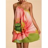image:imageFloerns Womens One Shoulder Floral Dress Sleeveless Summer Vacation Flowy Mini DressesGreen