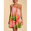 image:imageFloerns Womens One Shoulder Floral Dress Sleeveless Summer Vacation Flowy Mini DressesGreen