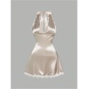 image:imageFloerns Womens Plus Size Satin Lace Trim Halter Dress Sleeveless Birthday Wedding Guest A Line DressesChampagne