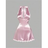 image:imageFloerns Womens Plus Size Satin Lace Trim Halter Dress Sleeveless Birthday Wedding Guest A Line DressesLight Pink