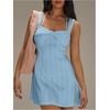 image:imageFloerns Womens Striped Halter Mini Dress Summer Sleeveless Twist Front A Line Going Out DressesLight Blue