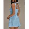 image:imageFloerns Womens Striped Halter Mini Dress Summer Sleeveless Twist Front A Line Going Out DressesLight Blue