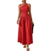 image:imageFloerns Womens Cut Out Summer Dresses Asymmetrical Neck Tie Backless Beach Vacation Long DressesRed