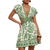 image:imageFloerns Womens Cut Out Tropical Summer Dresses V Neck Ruffle Short Sleeve A Line Beach Mini Sun DressGreen