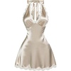 image:imageFloerns Womens Plus Size Satin Lace Trim Halter Dress Sleeveless Birthday Wedding Guest A Line DressesChampagne