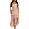 image:imageFloerns Womens Summer Plus Size Floral Maxi Dress Ruched Spaghetti Strap Backless Ruffle Slit Party DressesLight Yellow