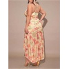 image:imageFloerns Womens Summer Plus Size Floral Maxi Dress Ruched Spaghetti Strap Backless Ruffle Slit Party DressesButter Yellow