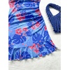 image:imageFloerns Womens Summer Tropical Twist Front Ruched Ruffle Hem Bodycon Dress  Floral Print Sleeveless Hawaiian Vacation Outifits Boho Cami DressesBlue