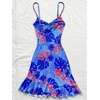 image:imageFloerns Womens Summer Tropical Twist Front Ruched Ruffle Hem Bodycon Dress  Floral Print Sleeveless Hawaiian Vacation Outifits Boho Cami DressesBlue