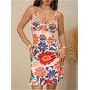 image:imageFloerns Womens Summer Tropical Twist Front Ruched Ruffle Hem Bodycon Dress  Floral Print Sleeveless Hawaiian Vacation Outifits Boho Cami DressesLight Apricot