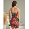 image:imageFloerns Womens Summer Tropical Twist Front Ruched Ruffle Hem Bodycon Dress  Floral Print Sleeveless Hawaiian Vacation Outifits Boho Cami DressesPink Multi
