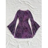 image:imageFloerns Womens Western Cowgirl Bell Sleeve Boho Country Floral Mini Dress  Country Concert Outfit Western Cowgirl Vibe Boho Vintage Hippie Style Butterfly Sleeve DetailPurple
