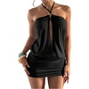 image:imageFloerns Womens Cut Out Halter Dress Sleeveless Ruched Date Night Dresses  Bodycon Mini Party Country Concert Club OutfitsBlack