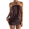 image:imageFloerns Womens Cut Out Halter Dress Sleeveless Ruched Date Night Dresses  Bodycon Mini Party Country Concert Club OutfitsCoffee