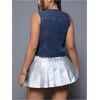 image:imageWomens Plus Size V Neck going out Denim Jacket Sleeveless Button Down Jean VestDark Wash