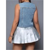 image:imageWomens Plus Size V Neck going out Denim Jacket Sleeveless Button Down Jean VestLight Blue