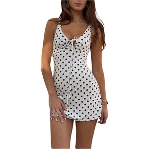 image:imageFloerns Womens Summer Mini Dress Polka Dots Tie Front Bodycon Dresses  Tie Front Date Night Country Concert Spring Sundress Cute Mini DressWhite