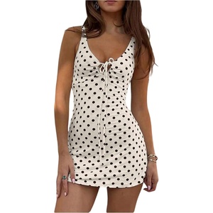 image:imageFloerns Womens Summer Mini Dress Polka Dots Tie Front Bodycon Dresses  Tie Front Date Night Country Concert Spring Sundress Cute Mini DressWhite Ivory