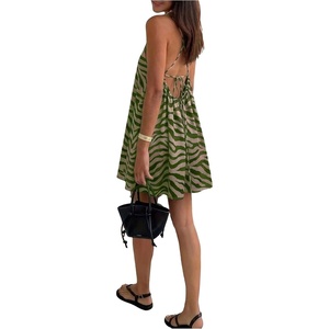 image:imageFloerns Womens Y2k Zebra Print Halter Dress Neck Tie Backless Going Out DressesGreen