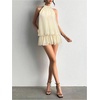 image:imageFloerns Women Backless Sleeveless Ruffle Bubble Hem Mesh Halter Mini DressApricot
