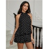 image:imageFloerns Women Backless Sleeveless Ruffle Bubble Hem Mesh Halter Mini DressBlack Polka Dots
