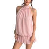 image:imageFloerns Women Backless Sleeveless Ruffle Bubble Hem Mesh Halter Mini DressDusty Pink