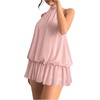 image:imageFloerns Women Backless Sleeveless Ruffle Bubble Hem Mesh Halter Mini DressDusty Pink