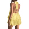 image:imageFloerns Women Backless Sleeveless Ruffle Bubble Hem Mesh Halter Mini DressLight Butter Yellow