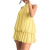 image:imageFloerns Women Backless Sleeveless Ruffle Bubble Hem Mesh Halter Mini DressLight Butter Yellow