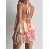 image:imageFloerns Women Backless Sleeveless Ruffle Bubble Hem Mesh Halter Mini DressLight Yellow