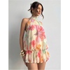 image:imageFloerns Women Backless Sleeveless Ruffle Bubble Hem Mesh Halter Mini DressLight Yellow