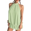 image:imageFloerns Women Backless Sleeveless Ruffle Bubble Hem Mesh Halter Mini DressMint Green
