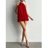 image:imageFloerns Women Backless Sleeveless Ruffle Bubble Hem Mesh Halter Mini DressRed