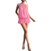 image:imageFloerns Women Backless Sleeveless Ruffle Bubble Hem Mesh Halter Mini DressSoft Pink