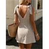 image:imageFloerns Women Summer Gingham Backless Bow Tie Casual Vacation Mini DressesKhaki Gingham
