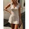 image:imageFloerns Women Summer Gingham Backless Bow Tie Casual Vacation Mini DressesKhaki Gingham