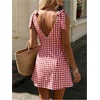 image:imageFloerns Women Summer Gingham Backless Bow Tie Casual Vacation Mini DressesRed Plaid