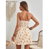 image:imageFloerns Womens Boho Floral Print Sleeveless Sundress Ruched Bust Flare Hem Vacation Cami Short DressOrange