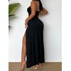 image:imageFloerns Womens Cut Out Sleeveless Halter Neck Twist Front Backless Dress Split Thigh Club Maxi DressesBlack
